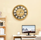  HOMCOM Wanduhr 60 Cm Mit Römischen Ziffern, Uhrwerk Im Vintage-Design, Geräuschlose Dekoration Für Wohnzimmer Küche Metall Tannenholz Schwarz+Natur
