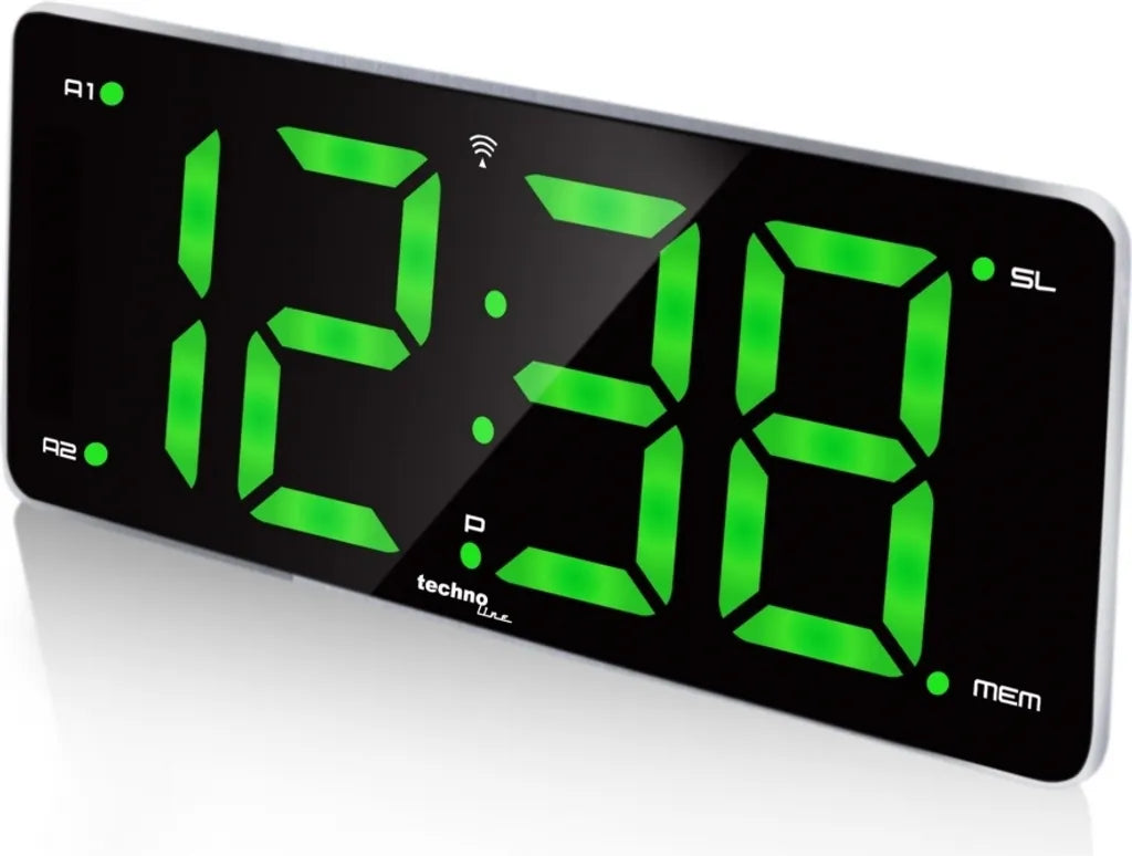  Technoline WT 486 Schwarz-Silber, Radiowecker, Funk, LED Ziffern, Sleep-Timer
