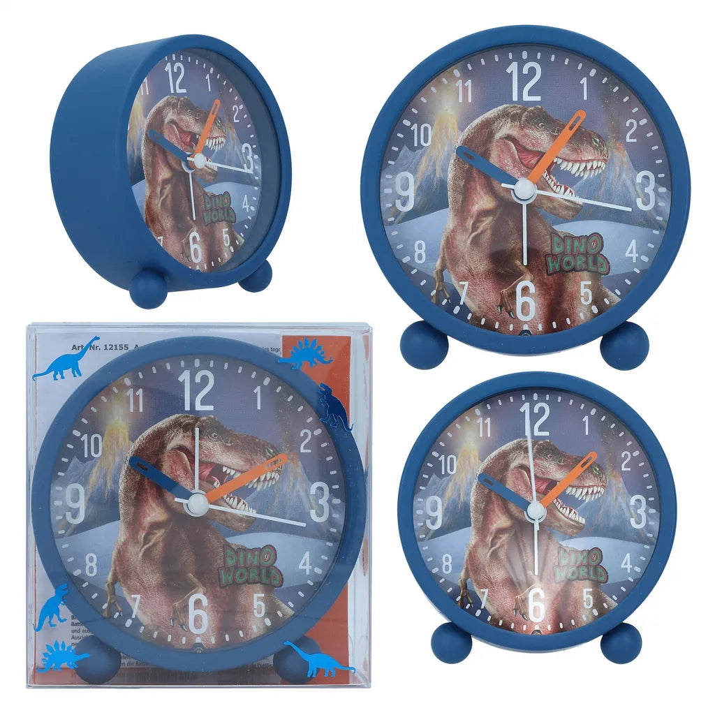  Depesche 12155 Dino World Wecker Blau Dinosaurier T-REX Lautlos Mit Lichtfunktion