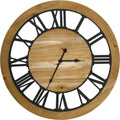  HOMCOM Wanduhr 60 Cm Mit Römischen Ziffern, Uhrwerk Im Vintage-Design, Geräuschlose Dekoration Für Wohnzimmer Küche Metall Tannenholz Schwarz+Natur