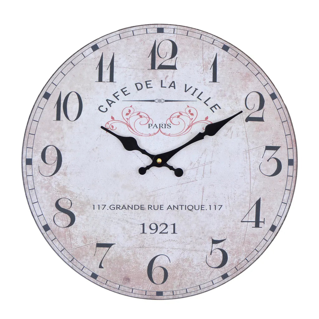  Wanduhr / Küchenuhr Aus Holz - De La Ville 34 Cm Ø