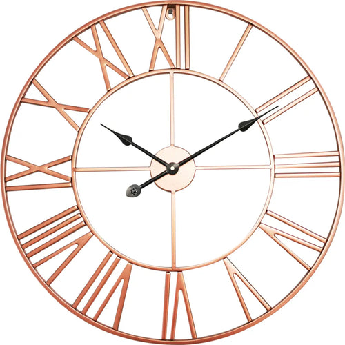  Antic By Casa Chic - Große Metall Wanduhr Mit Quarz Uhrwerk - 60 Cm Durchmesser - Rosegold