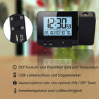  Digital Projektionswecker Mit Temperatur Und Zeit-Projektion/USB-Anschluss/Innentemperatur Und Luftfeuchtigkeit