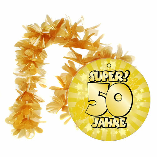  1 Hawaii - Kette 50 Gold Goldene Hochzeit Geschenkartikel Deko Geburtstag 50