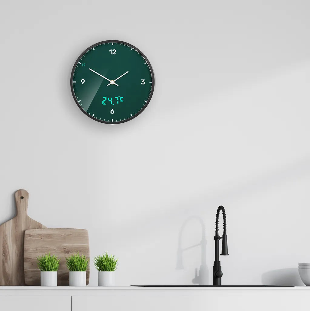  BRESSER MyTime LEDsec Wanduhr 24 Cm Mit Temperaturanzeige Farbe: Petrol