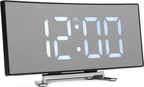  Digitaler Wecker Uhr Mit LED Gebogener Spiegel Großer , USB Stiller Wecker Mit Temperatur- Und Schlummermodus, Harz, Grün