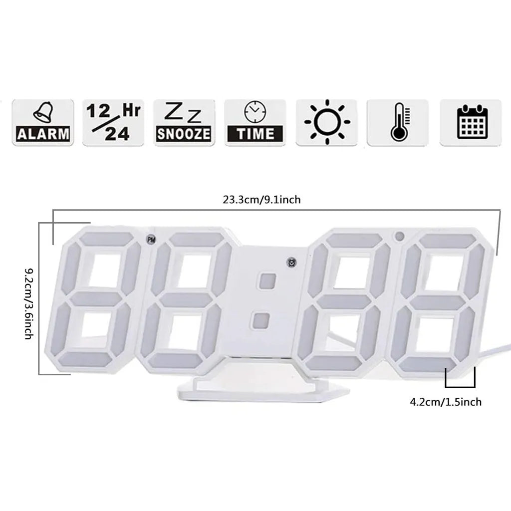  Digitaler Wecker Fashion Smart Elektronische Wanduhr 12H/24H Zeitanzeige Nacht Wanduhr Helligkeit Einstellbar 3D Digitaluhr Wecker Für Schlafzimmer Büro
