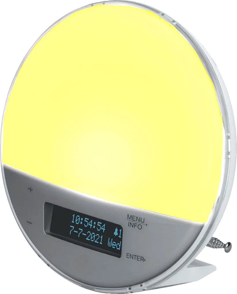  Miraval Lichtwecker DAB+ FM Radiowecker Sonnenaufgangssimulation 20 Stufen USB Port 7 Farben Sleeptimer Leuchtwecker Tageslichtwecker Kinderwecker