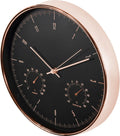  Leise Quartz Wanduhr Mit Hygrometer & Thermometer In Gold