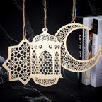  4 Stücke Holz Anhänger Ornament Ramadan Mubarak Eid Kareem Dekoration Mond Sterne Wind Licht Form Anhänger Ornament Für Ramadan Dekorationen