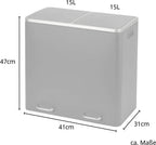  SVITA TM2X15 Treteimer 30 Liter 2x15L Schwarz Abfalleimer Mülleimer Mülltrennung Stahl