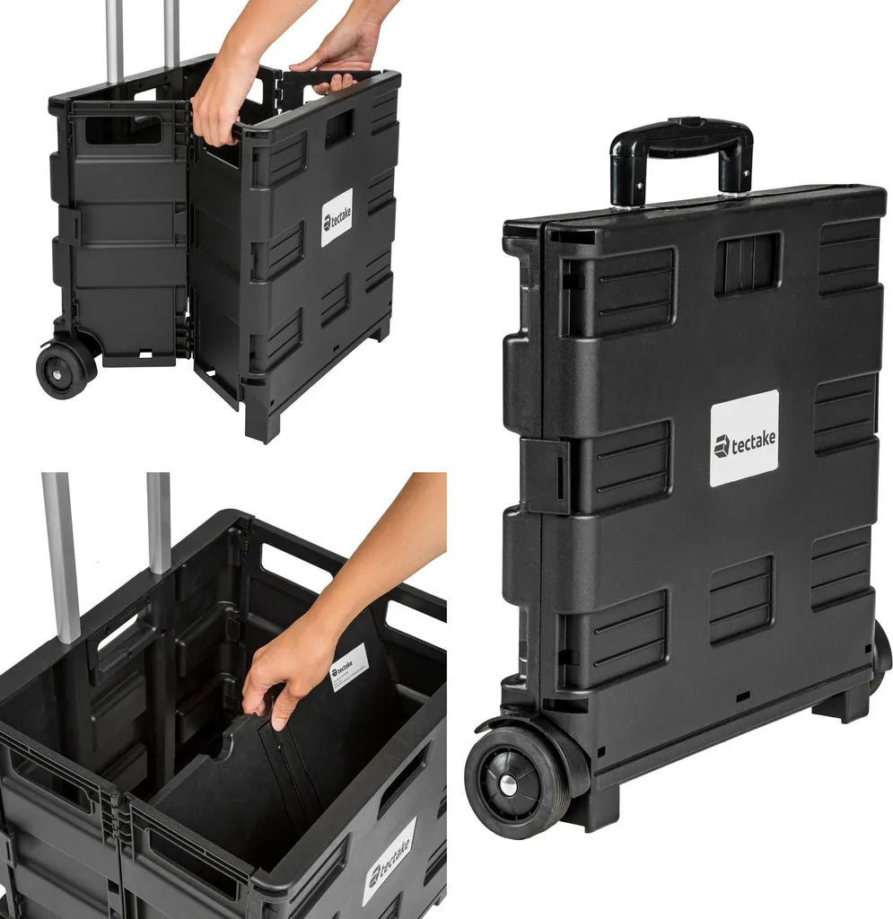  Tectake Einkaufstrolley Klappbar - Schwarz