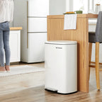  SONGMICS 50 Liter, Mülleimer Küche, Abfalleimer, , Mit Deckel, Treteimer Weiß LTB101W01