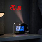  Mebus Funk-Wecker Mit Projektion Und Thermometer / Funkuhrwerk – Stellt Sich Vollautomatisch Ein / Schwenkbarer Projektor / Farbe: Schwarz / Modell: 42425