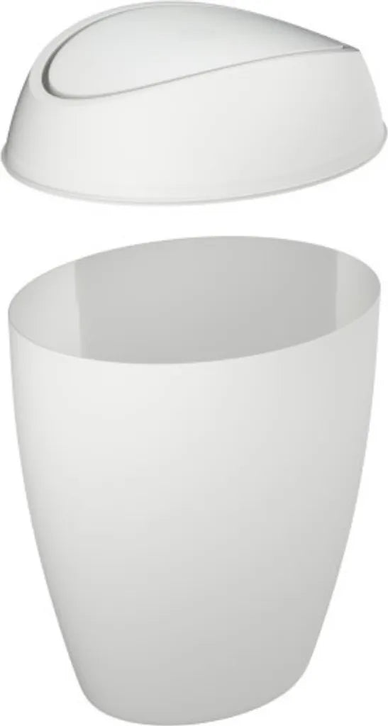  Umbra Twirla Abfalleimer Mit Schwingdeckel, Kosmetikeimer, Papierkorb, Recylingeimer, Weiß, PP, 9 L, 1012978-661