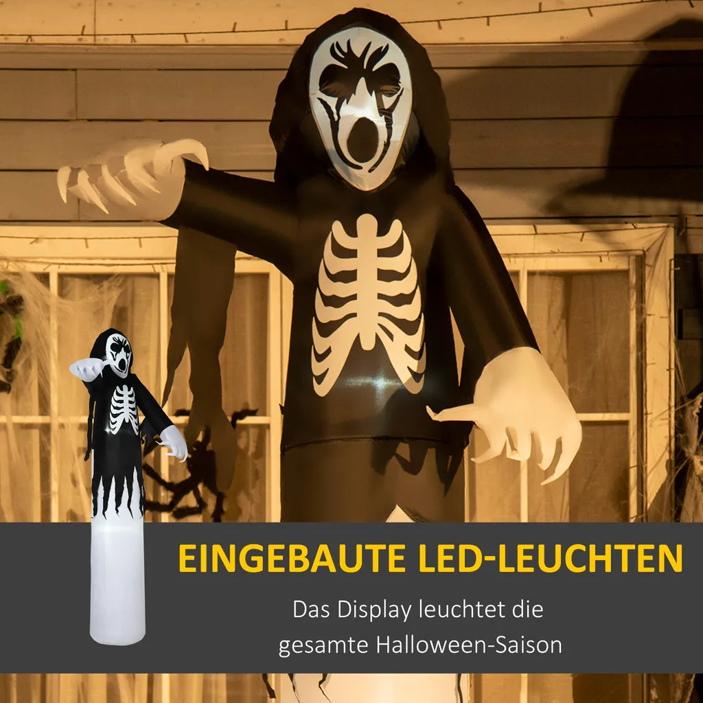  HOMCOM Halloween Deko Geister Skelett Aufblasbares Gespenst Mit Weißen LEDs Geist Halloween Lichter Mit Gebläse 140 X 105 X 270 Cm