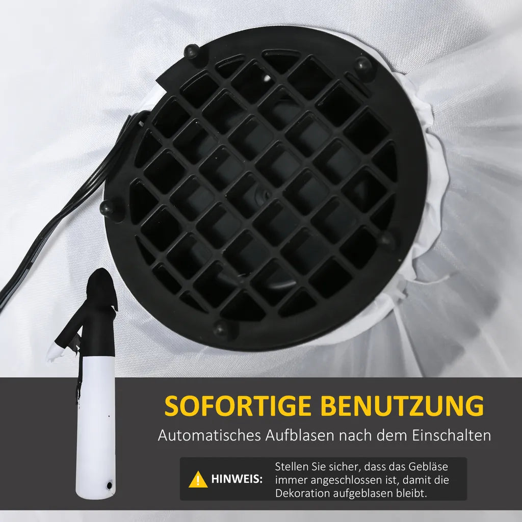 HOMCOM Halloween Deko Geister Skelett Aufblasbares Gespenst Mit Weißen LEDs Geist Halloween Lichter Mit Gebläse 140 X 105 X 270 Cm