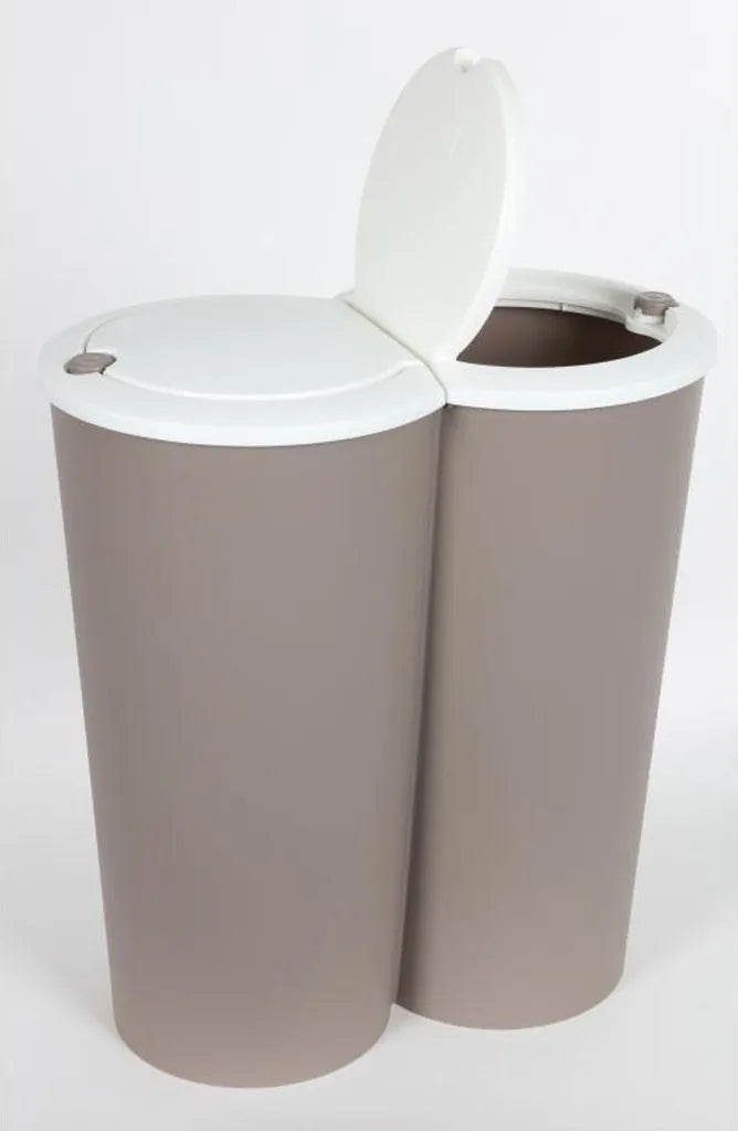  Deuba Mülleimer 50 L Duo 2fach Trennsystem 2x25L Druckknopf-Automatik Küche Abfalleimer Müllbehälter Mülltrennung Büro, Farbe:schwarz - Black - Noir