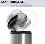  HOMCOM Treteimer Mit Inneneimer Pedal-Mülleimer Klappdeckel Abfallsammler Edelstahl Silber 30L