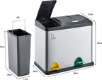  SVITA TC2 Combo26 Papierkorb Mülleimer Mülltrennung Edelstahl 8L+18L Silber
