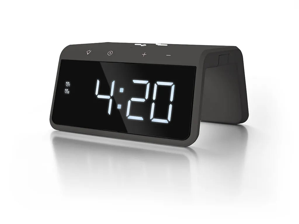  Caliber Digitaler Wecker - Drahtloses Ladegerät Für Telefone - Wecklicht - Space Grau (HCG019QI-SG)