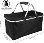  ONVAYA® Einkaufskorb Faltbar Mit Kühlfunktion | Schwarz | 2 Stück | Faltkorb Mit Deckel | Isolierkorb | Einkaufstasche | Klappkorb | Thermokorb Klappbar