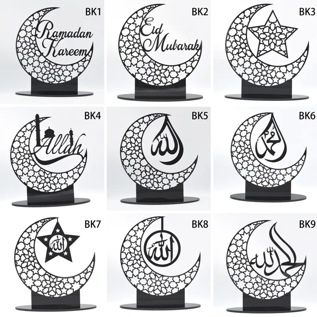  Ramadan Eid Mubarak, Dekorationen Eid Mubarak Acryl Ornamente Mond Sterne Muslim Festival Ramadan Dekorationen, Schwarz