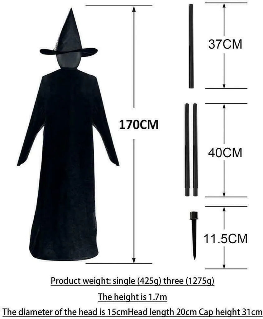  2 Stk Halloween Leuchtende Hexen Geist 170cm Halloween Dekoration Horror Requisiten Gruselig Gartendeko
