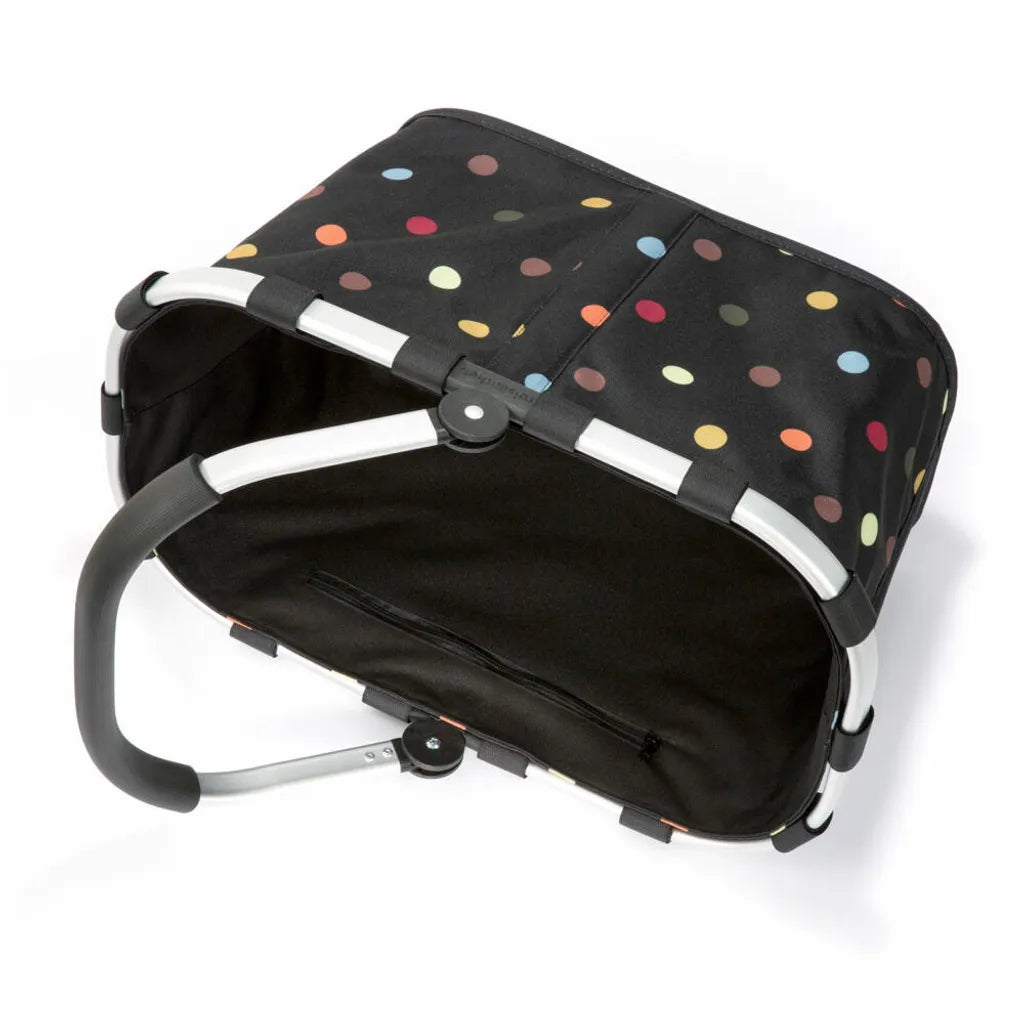  Reisenthel Carrybag Mit Cover, 2-tlg., Einkaufskorb, Deckel, Abdeckung, Korb, Polyestergewebe, Dots / Black, 22 L