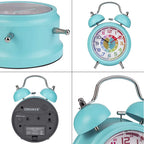  ONVAYA® Kinderwecker Analog | Türkis | Lernuhr Für Kinder | Retro Wecker Ohne Ticken | Lernwecker Mit Licht & Musik | Quarzwecker | Glockenwecker | Kinderuhr Spielzeug Für Jungen & Mädchen