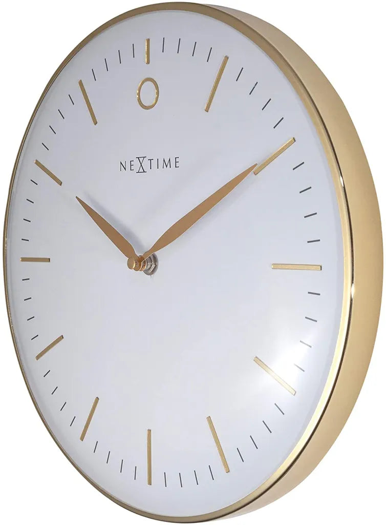  NeXtime 3256WI Small Design-Wanduhr, Leise, Weiß, Gold, 30 Cm