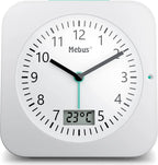  Mebus Funk-Wecker Mit Thermometer / Datumsanzeige, Schlummerfunktion, Großes Display/ Quadratisch / Hintergrundbeleuchtung / Farbe: Weiß / Modell: 25610