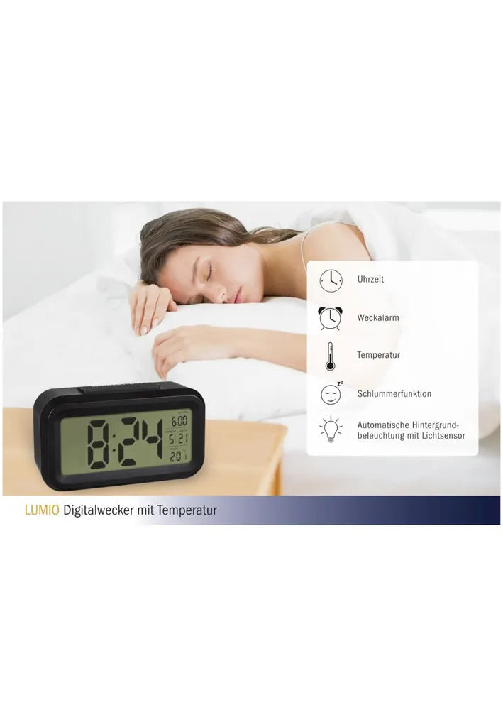 TFA Dostmann TFA 60.2018.01 Lumio Digitalwecker Schwarz
