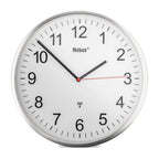  Mebus Funkwanduhr Mit Hochwertigem Aluminium-Rahmen, Bahnhofsuhr, Klassisches Design, 30 Cm Durchmesser, Gut Ablesbare Ziffern, Farbe: Silber/Weiß, Modell: 19411