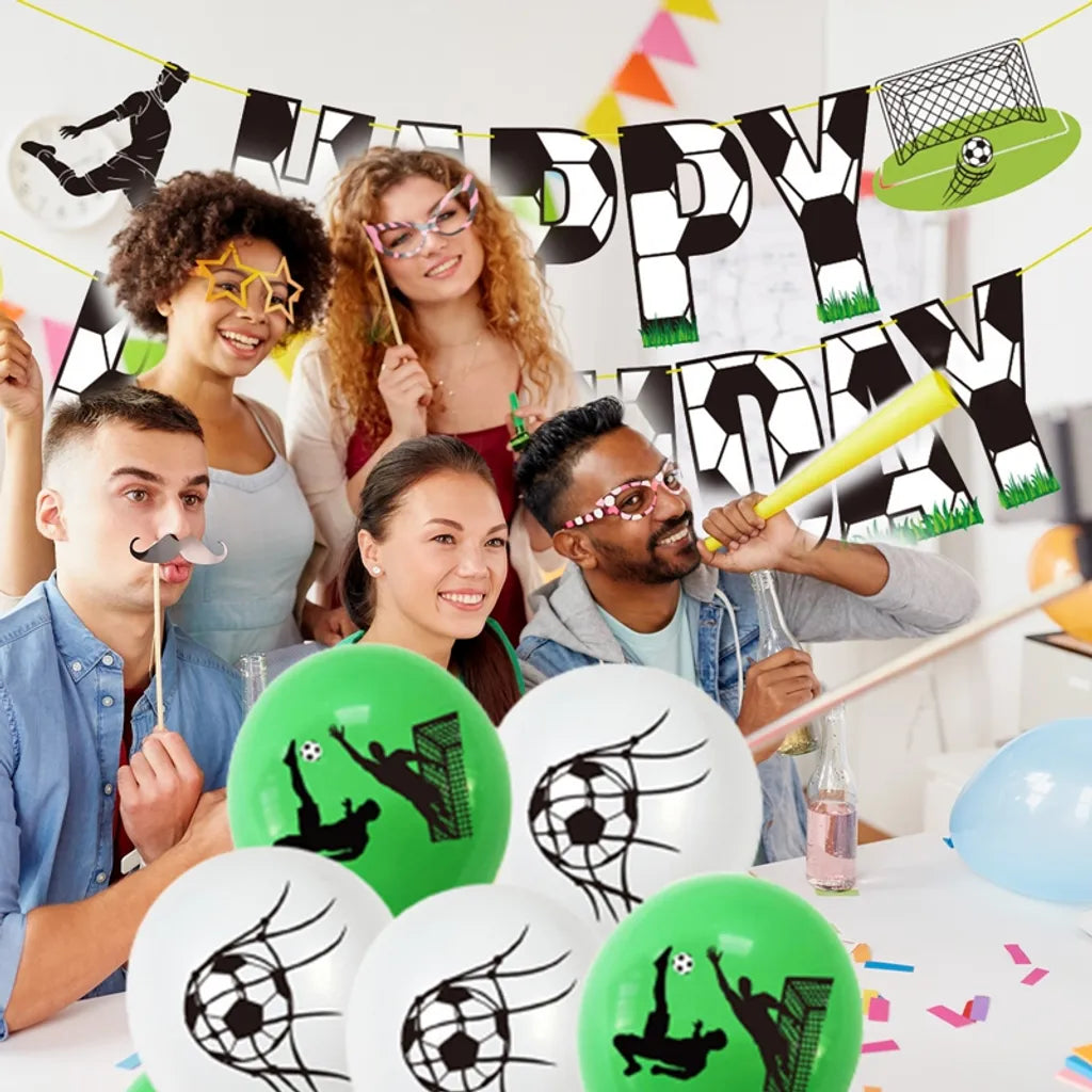  Fußballdeko Geburtstag Kinder,Fußballdeko Mit Tortendeko Fußballballon Für Jungen Fußballfan Geburtstagsfeier Fußball Zubehör Mit Happy Birthday Banner