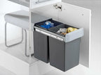  Wesco Einbau-Abfallsammler Double Boy - 30 Liter (2x15 Liter), Silber/anthrazit, Ab 30er Schrankbreite