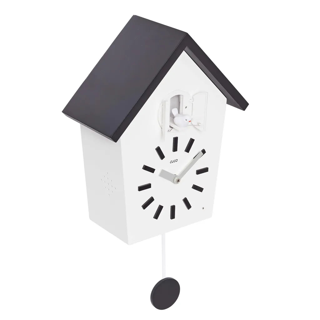  Cuco Clock Kuckucksuhr BAUERNHAUS Mit Pendel Wanduhr Moderne Kuckucksuhr Pendeluhr 28,3 × 22,8 × 10,4cm - Schwarz