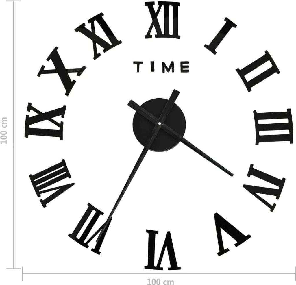  VidaXL 3D-Wanduhr Modernes Design Schwarz 100 Cm XXL