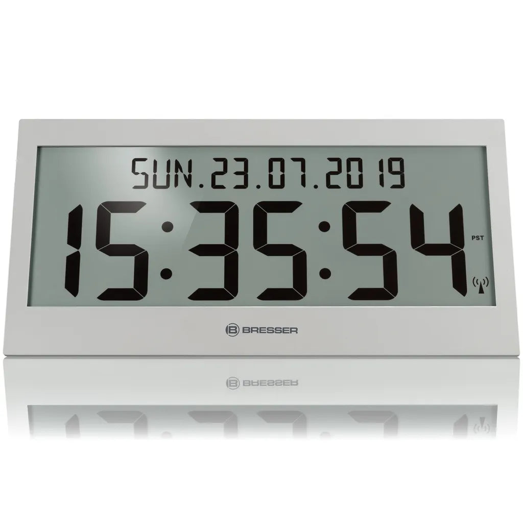  BRESSER LCD Jumbo DCF Funkuhr Wanduhr Farbe: Grau