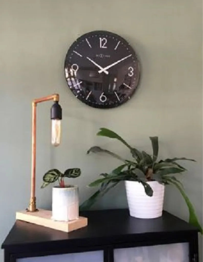  NeXtime Wanduhr BASIC DOME Ø35,6cm Lautlos Wohnzimmer Küche Quarz Uhr Schwarz