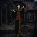  Outsunny 1,7m Halloween Dekoration Horror-Clown Mit Spezialeffekten Und Soundfunktion Rote Augen Mit Leuchtern Gruselige Clown
