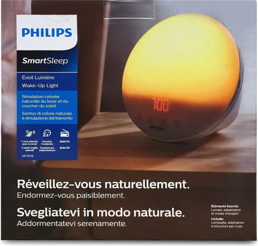  Philips HF3519/01 Wake-up Light (Sonnenaufgangfunktion, Digitales Fm Radio, Tageslichtwecker) Weiß