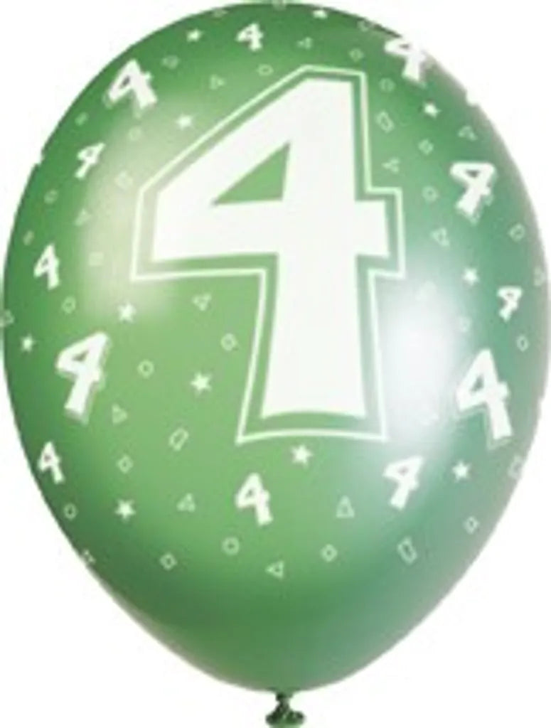 Unique 5 Metallic Luftballons 4. Geburtstag
