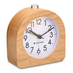  Navaris Holz Analog Wecker - Batteriebetrieben, Lautlos Ohne Ticken Mit Snooze Schlummerfunktion Und Licht - Retro Design - Naturholz In Hellbraun