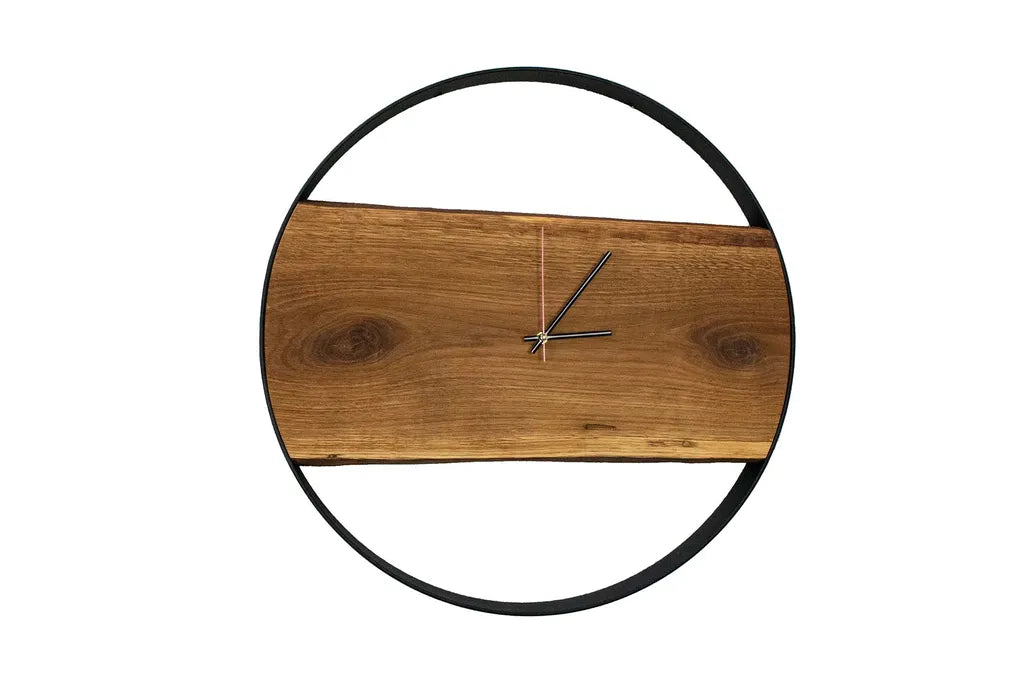  XXL Wanduhr Mit Stahlrahmen Aus Massiver Eiche Ø 58 Cm Von Holz4home® : Ø 58