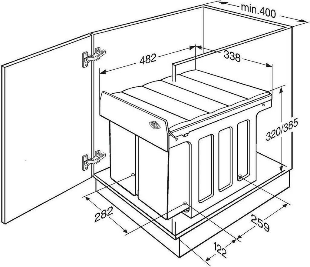  WESCO Profi Einbau Abfallsammler Küche Mülleimer Abfallsorter Abfalleimer Profi 32L Vollauszug