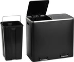  SVITA TM2X15 Treteimer 30 Liter 2x15L Schwarz Abfalleimer Mülleimer Mülltrennung Stahl