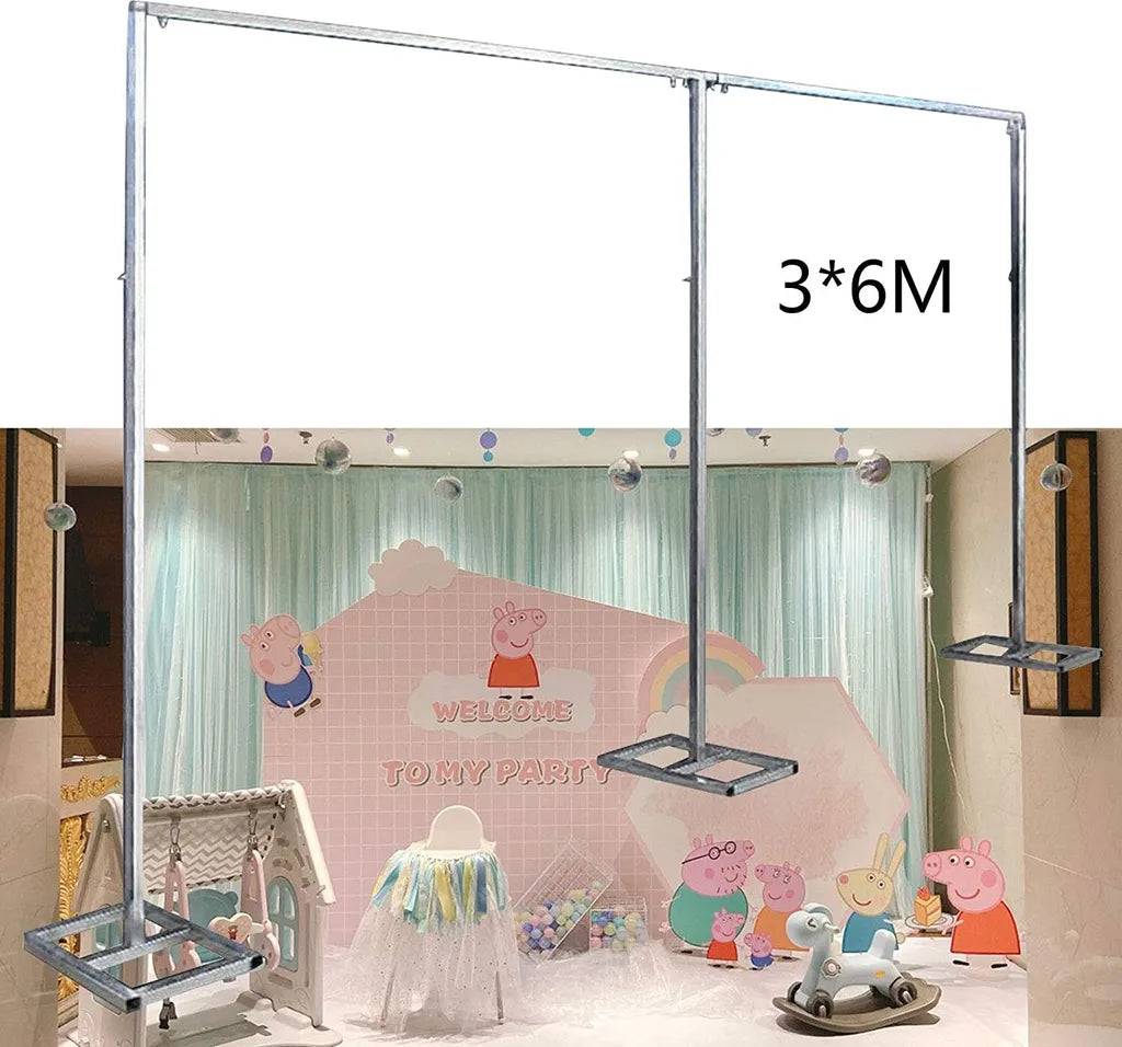  6X3m Blumenbogen Metall Hochzeit Hintergrund Stand Rechteck Bogen Rahmen Party Blumendekor Silber