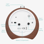  Navaris Analog Holz Wecker Mit Snooze - Retro Uhr Hufeisen Design Mit Weißem Ziffernblatt Alarm - Leise Tischuhr Ohne Ticken - Holzwecker Dunkelbraun