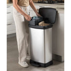  Curver Duo Tretmülleimer Deco 23L+23L Silbern
